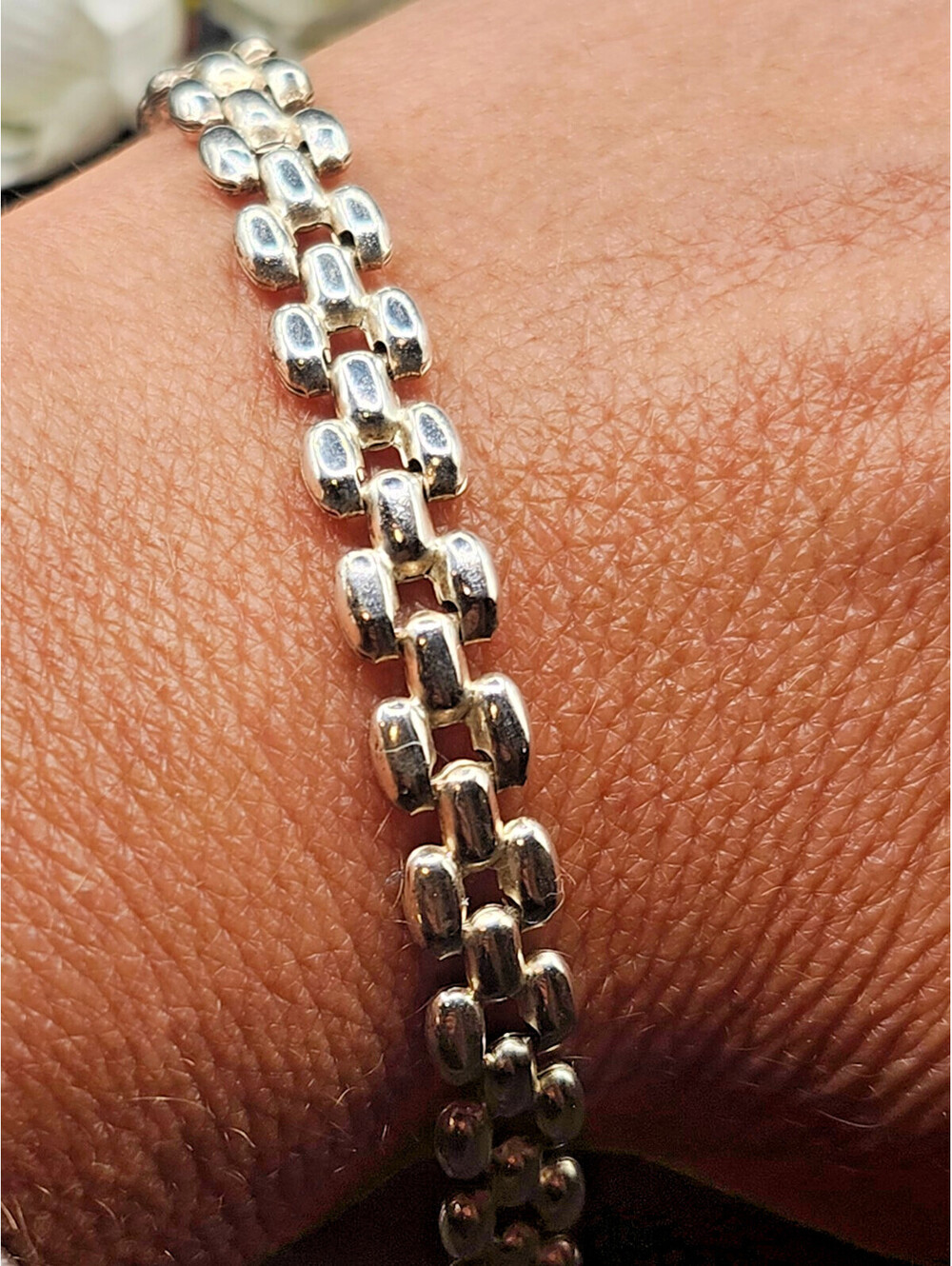 Vintage O. C. Tanner Italy 925 Sterling Silver Brick Link Chain Bracelet 7.5" 7g